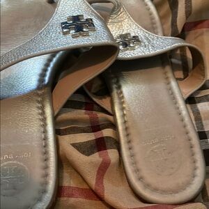 Tory Burch Metallic Silver Sandals